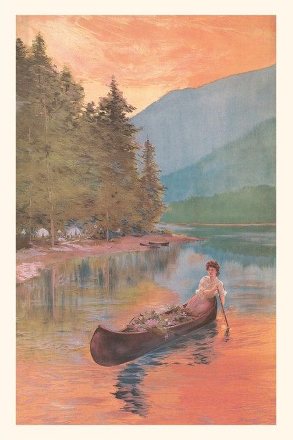 Vintage Journal Woman Canoeing on River Vintage Journal Woman Canoeing on River