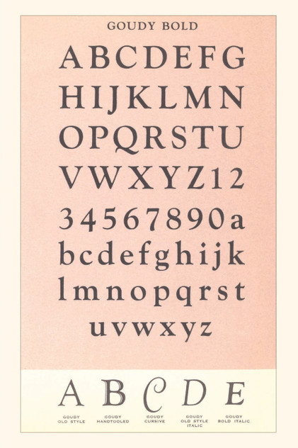 Vintage Journal Font Sample Chart, Goudy Bold Vintage Journal Font Sample Chart, Goudy Bold