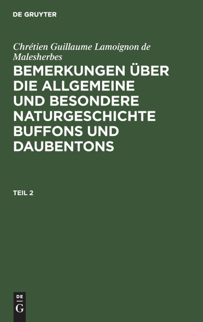 Bemerkungen über die allgemeine und besondere Naturgeschichte Buffons und Daubentons