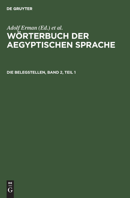 Die Belegstellen, Band 2, Teil 1 Die Belegstellen, Band 2, Teil 1