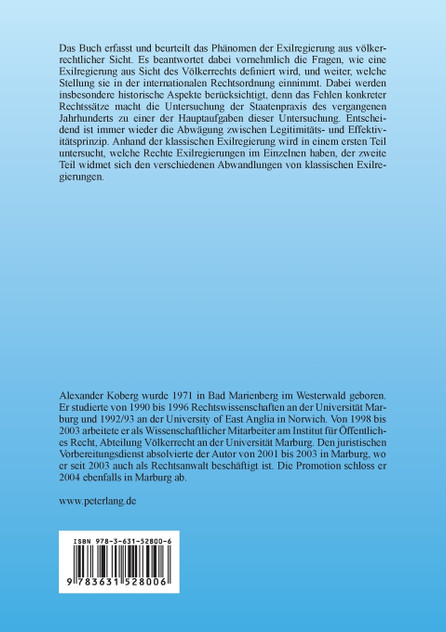 Die Exilregierung im Voelkerrecht