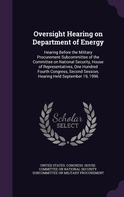 Oversight Hearing on Department of Energy