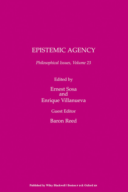 Epistemic Agency, Volume 23 Epistemic Agency, Volume 23