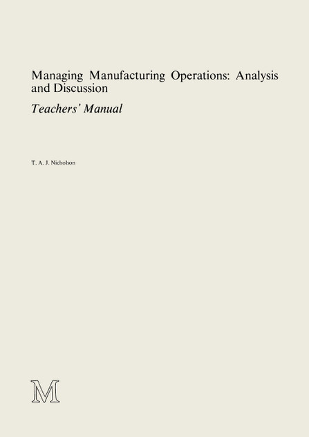 Managing Manufacturing Operations Managing Manufacturing Operations