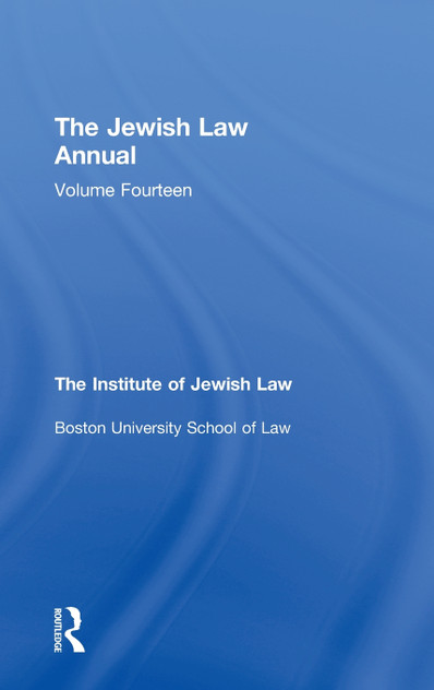 Jewish Law Annual Volume 14 Jewish Law Annual Volume 14