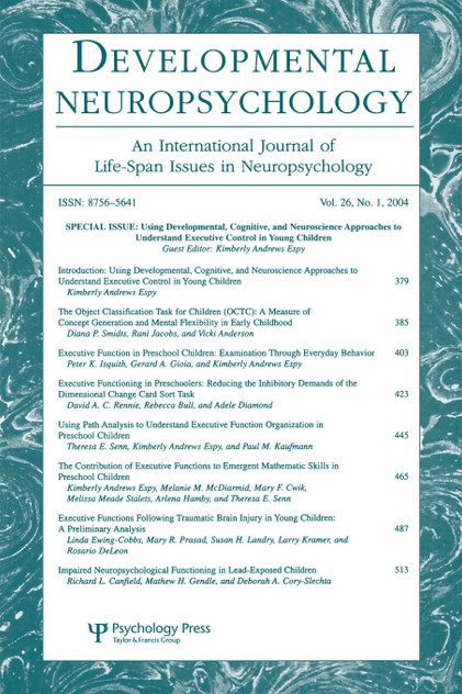 Using Developmental, Cognitive, and Neuroscience Approaches To Understand Executive Control in Young Children