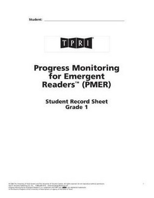 PMER Student Record Sheets