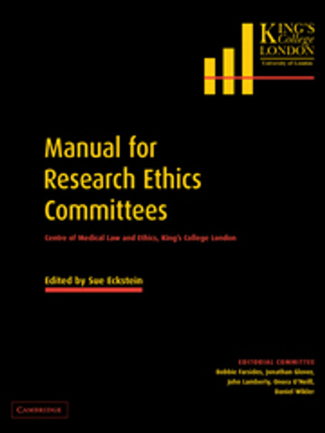 Manual for Research Ethics Committees Manual for Research Ethics Committees