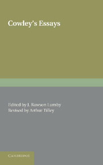 Cowley's Essays Cowley's Essays