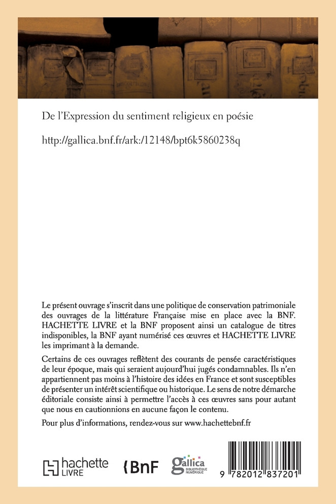 De l'Expression du sentiment religieux en poésie