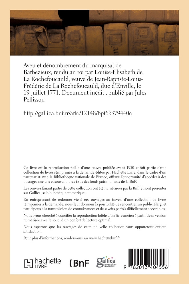 Aveu et dénombrement du marquisat de Barbezieux