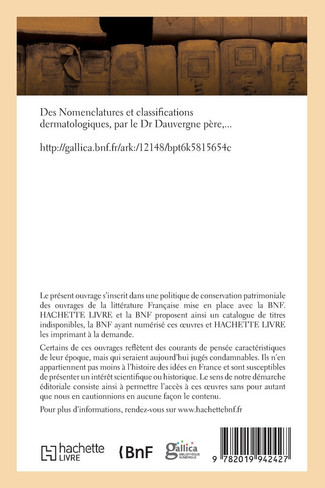 Des Nomenclatures et classifications dermatologiques