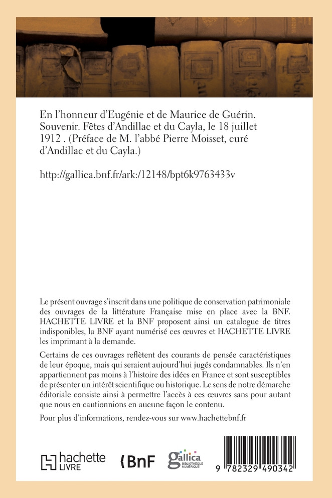 En l'honneur d'Eugénie et de Maurice de Guérin. Souvenir