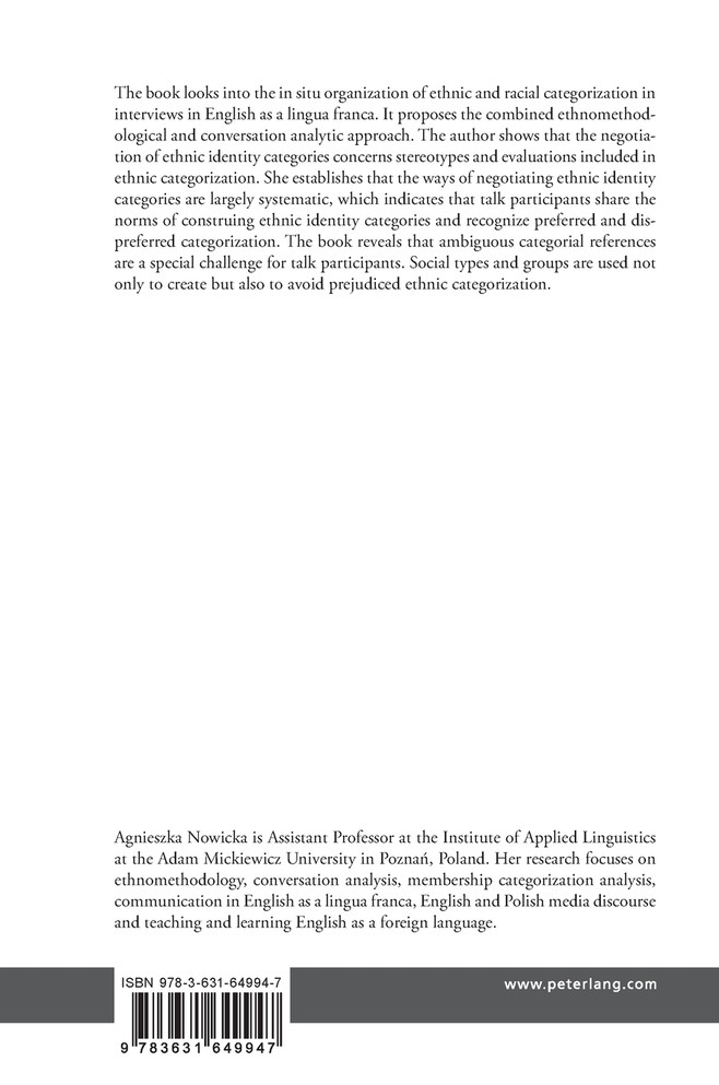 Ethnic Categorization in Interviews in English as a Lingua Franca