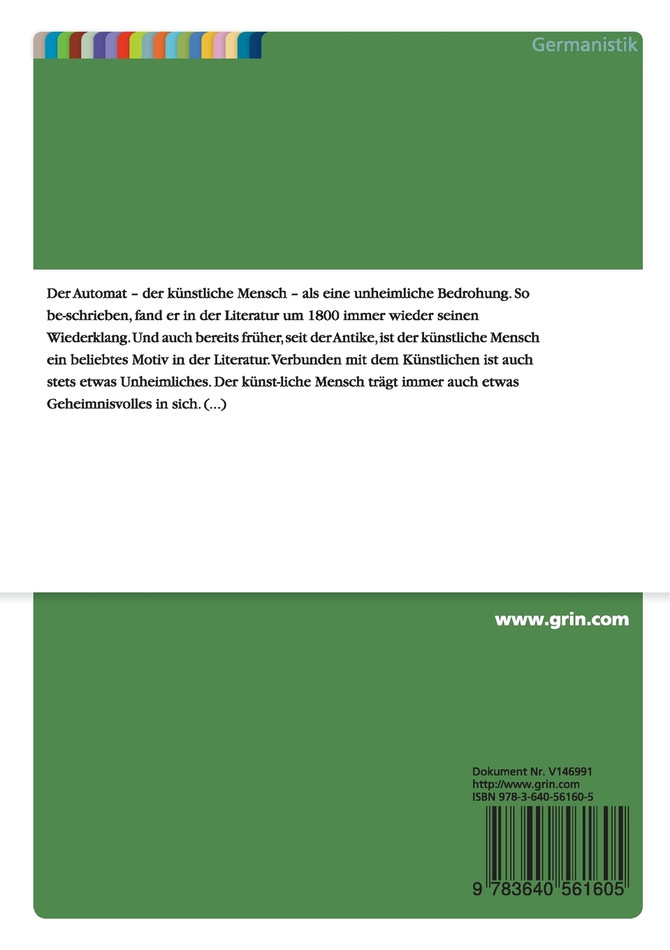 Der künstliche Mensch als Motiv des Unheimlichen  bei E. T. A. Hoffmann und Georges Simenon