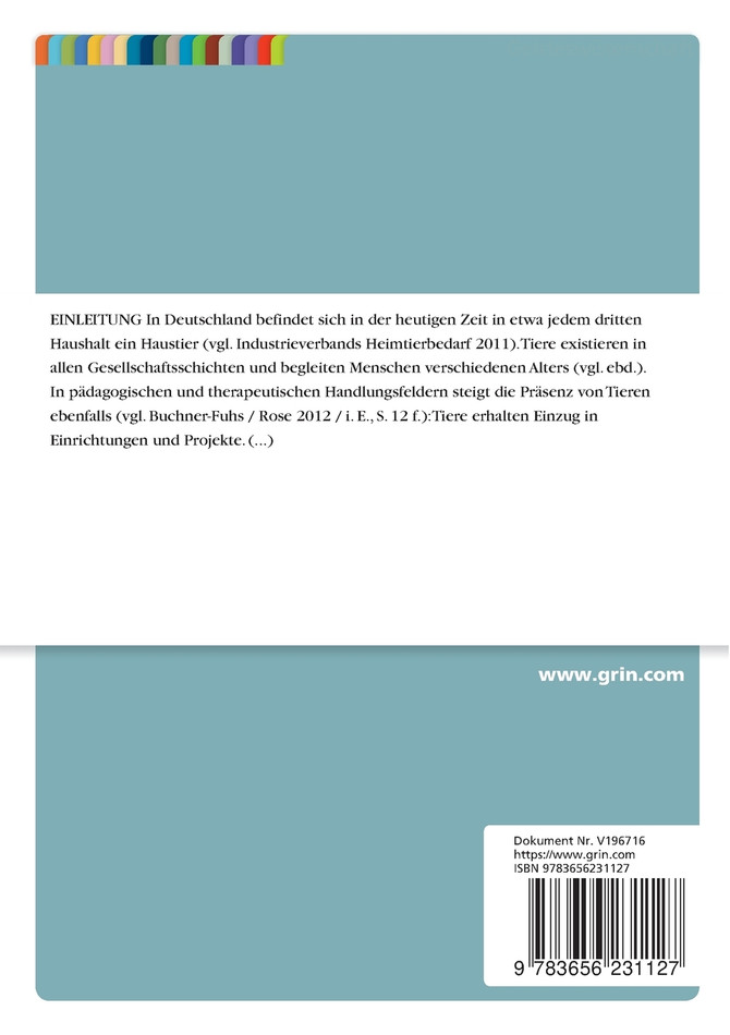 Mensch-Tier-Beziehung - Möglichkeiten und Ansatzpunkte für die Soziale Arbeit