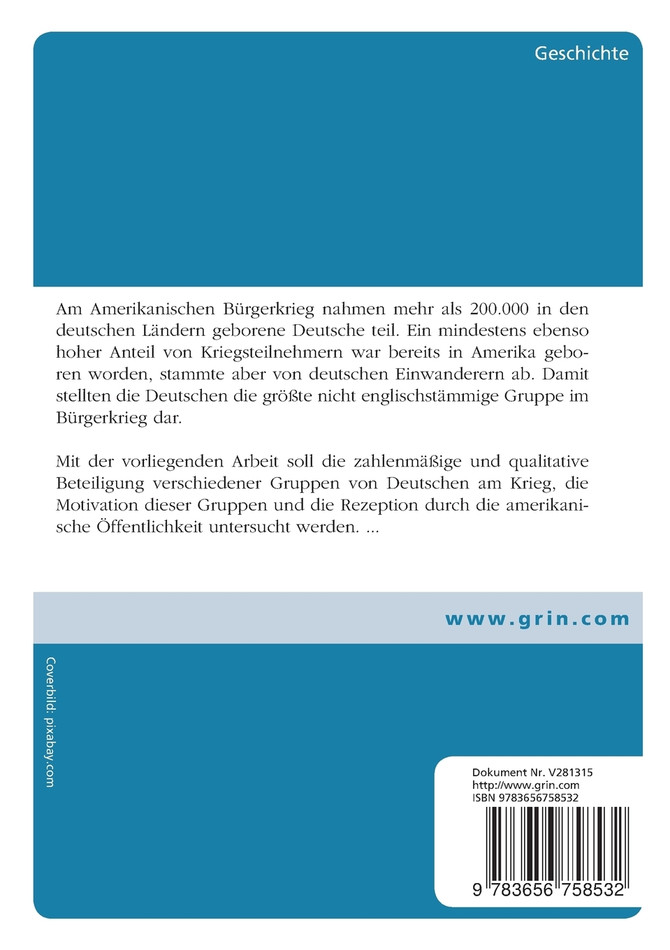 Die Deutschen im amerikanischen Bürgerkrieg. Söldner, Sozialflüchtlinge, Idealisten