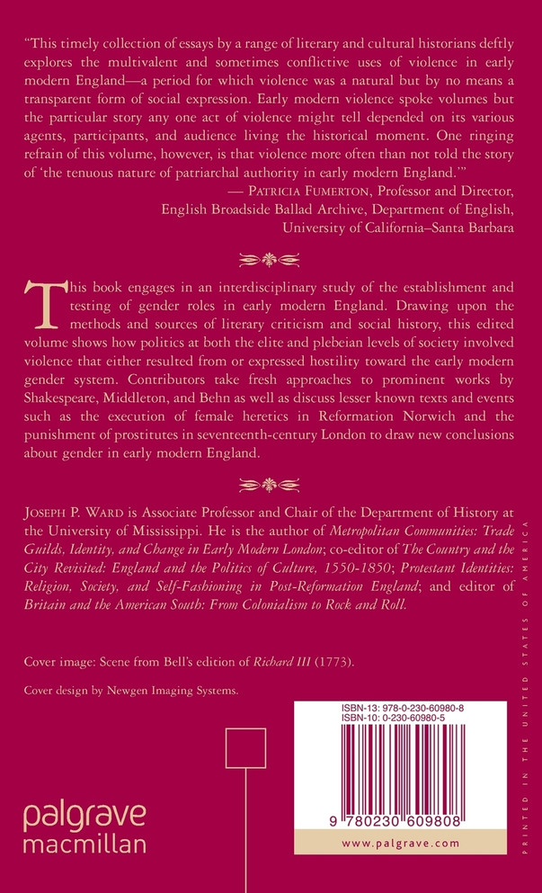 Violence, Politics, and Gender in Early Modern England