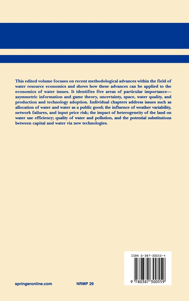 Frontiers in Water Resource Economics