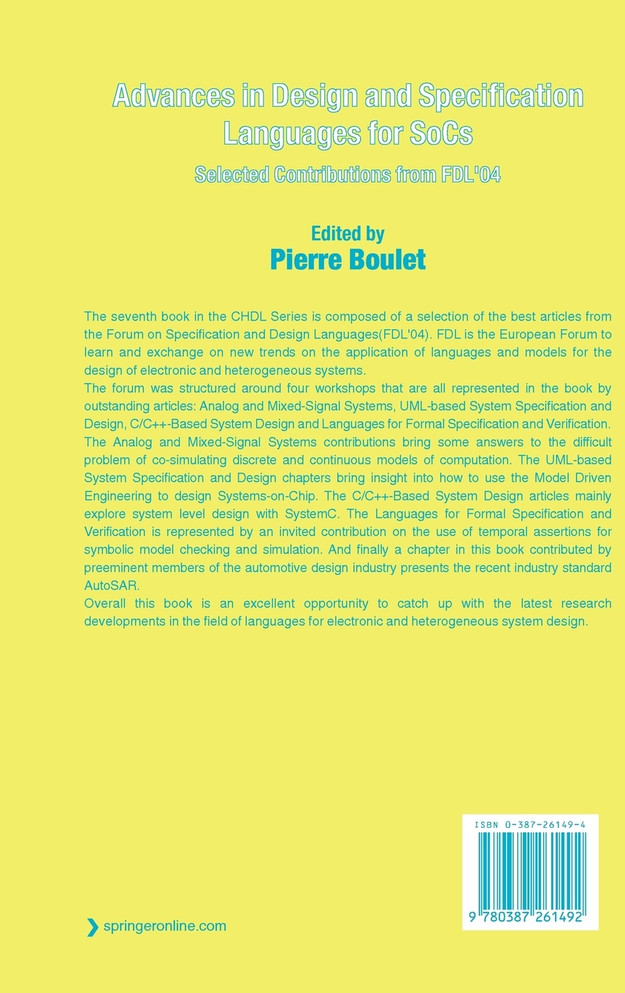 Advances in Design and Specification Languages for SoCs