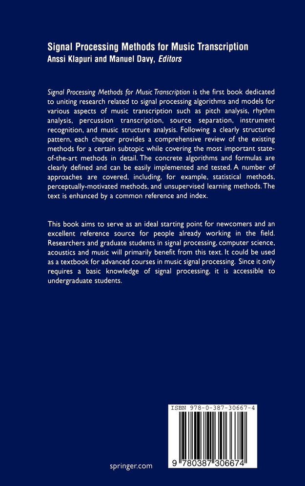 Signal Processing Methods for Music Transcription