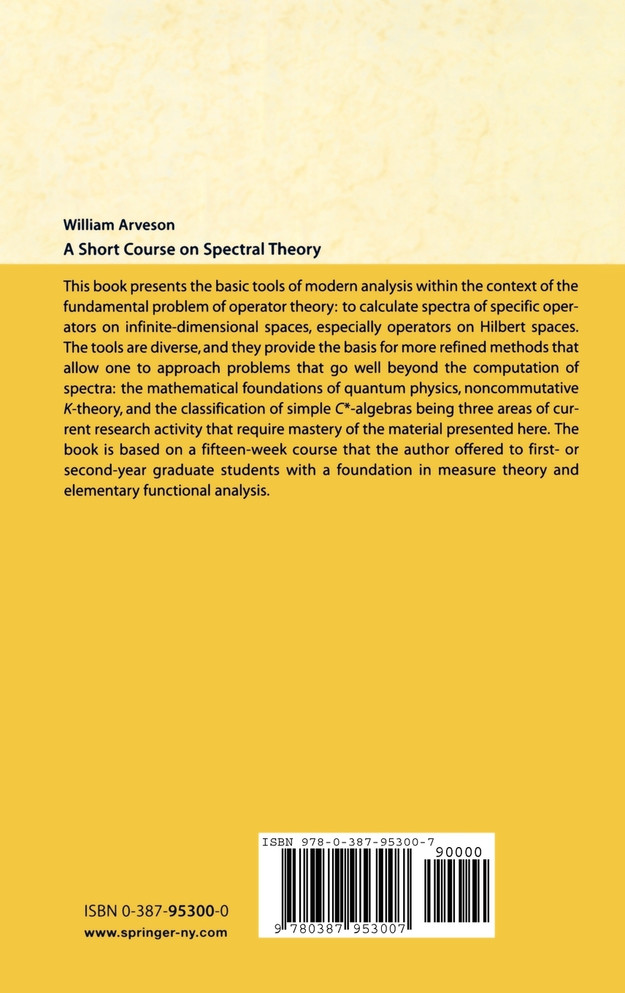 A Short Course on Spectral Theory
