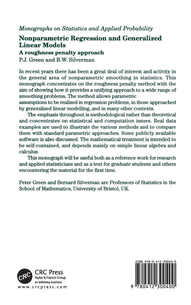Nonparametric Regression and Generalized Linear Models
