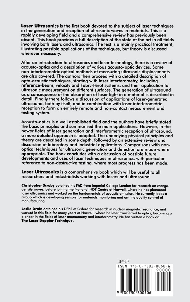Laser Ultrasonics Techniques and Applications