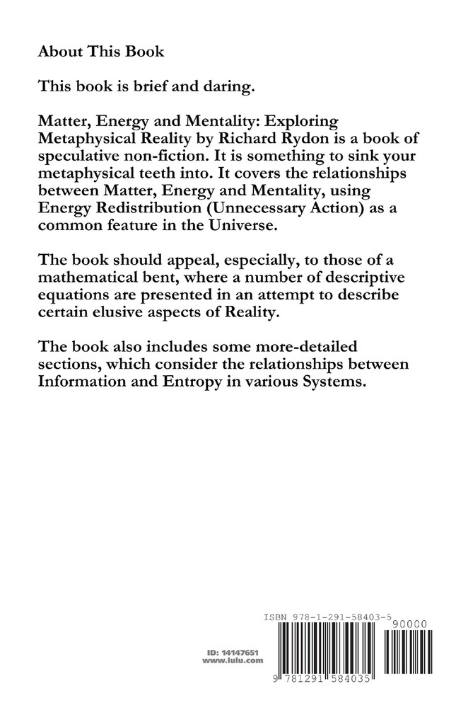 Matter, Energy and Mentality
