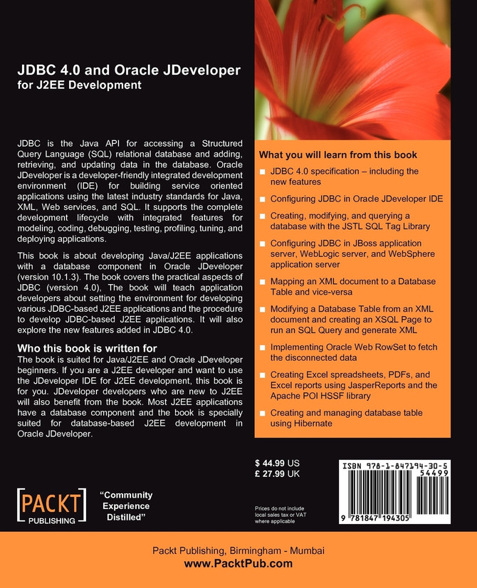 JDBC 4.0 and Oracle Jdeveloper for J2ee Development