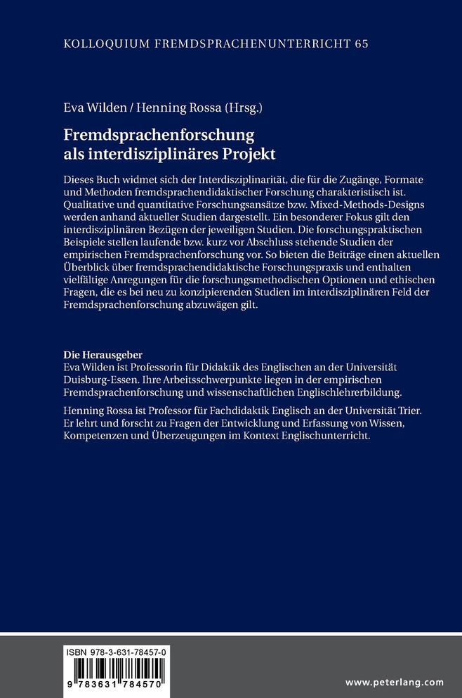 Fremdsprachenforschung als interdisziplinaeres Projekt