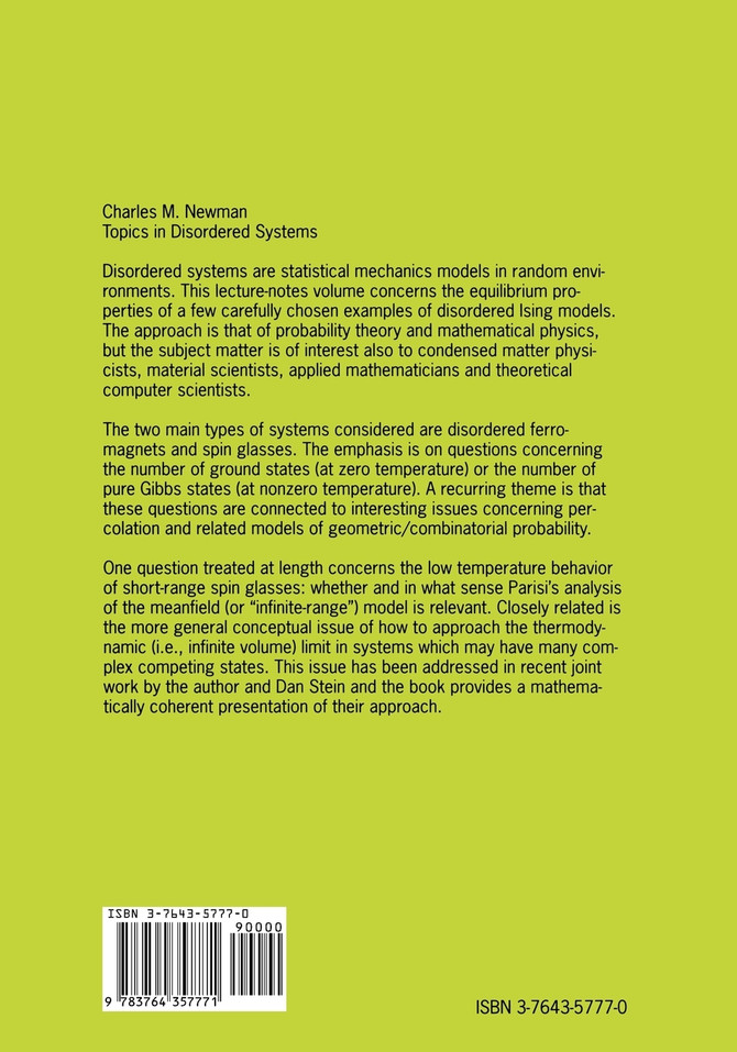Topics in Disordered Systems