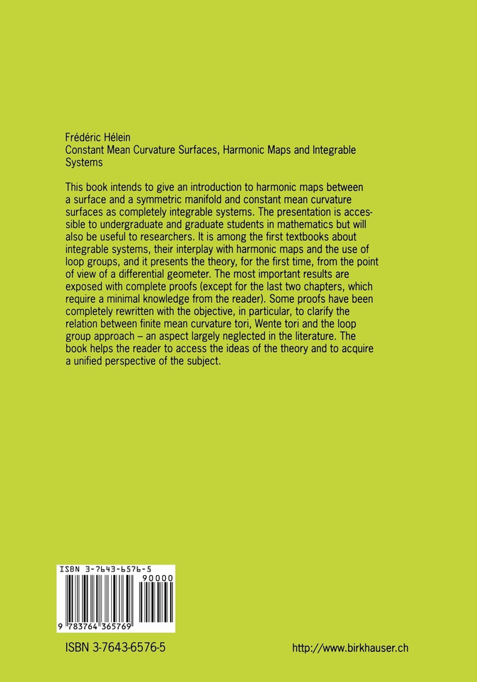 Constant Mean Curvature Surfaces, Harmonic Maps and Integrable Systems