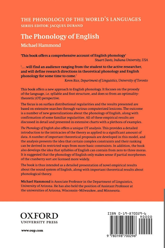 The Phonology of English 'a Prosodic Optimality-Theoretic Approach'