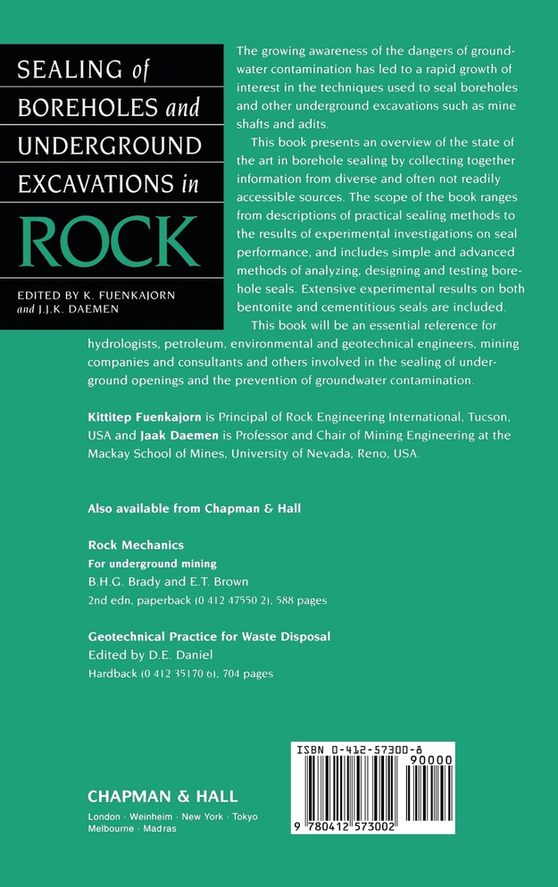 Sealing of Boreholes and Underground Excavations in Rock