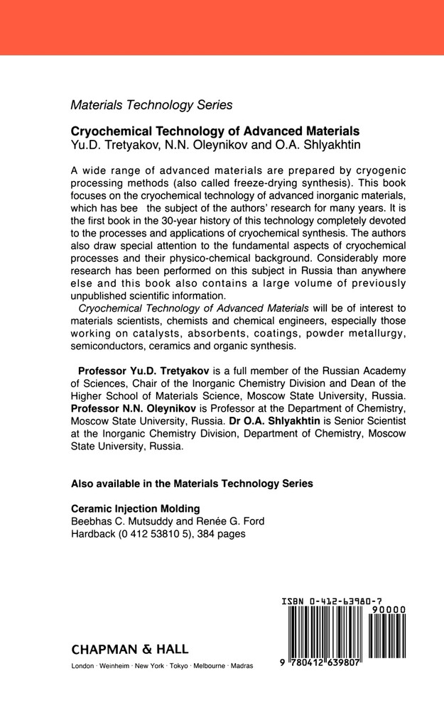 Cryochemical Technology of Advanced Materials