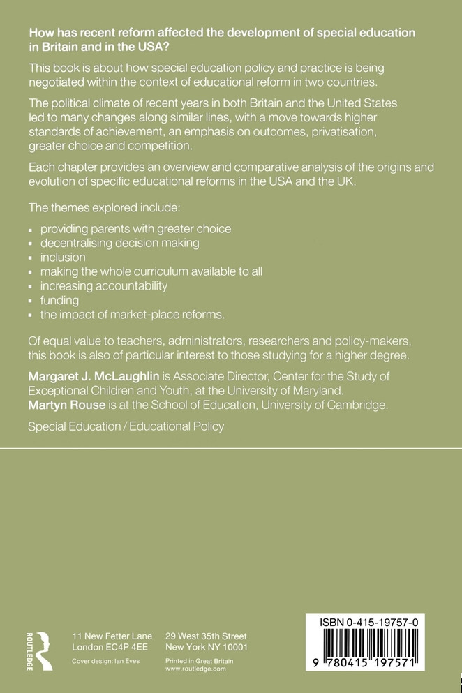 Special Education and School Reform in the United States and Britain