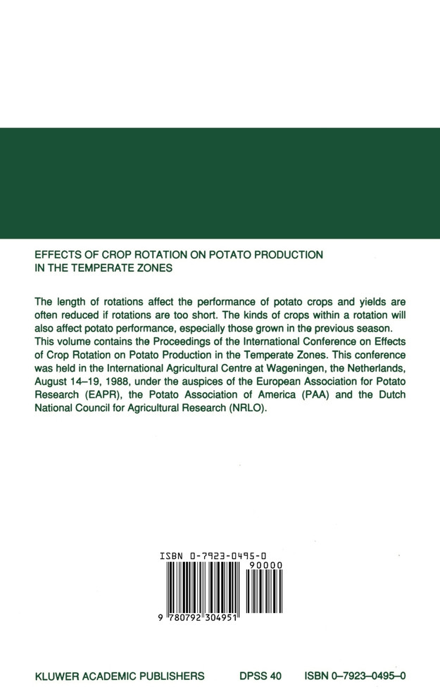 Effects of Crop Rotation on Potato Production in the Temperate Zones