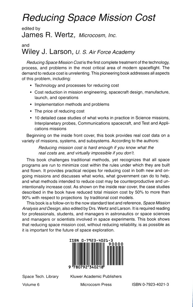 Reducing Space Mission Cost