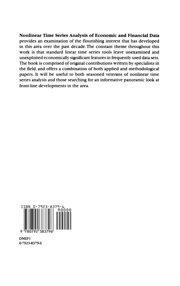 Nonlinear Time Series Analysis of Economic and Financial Data