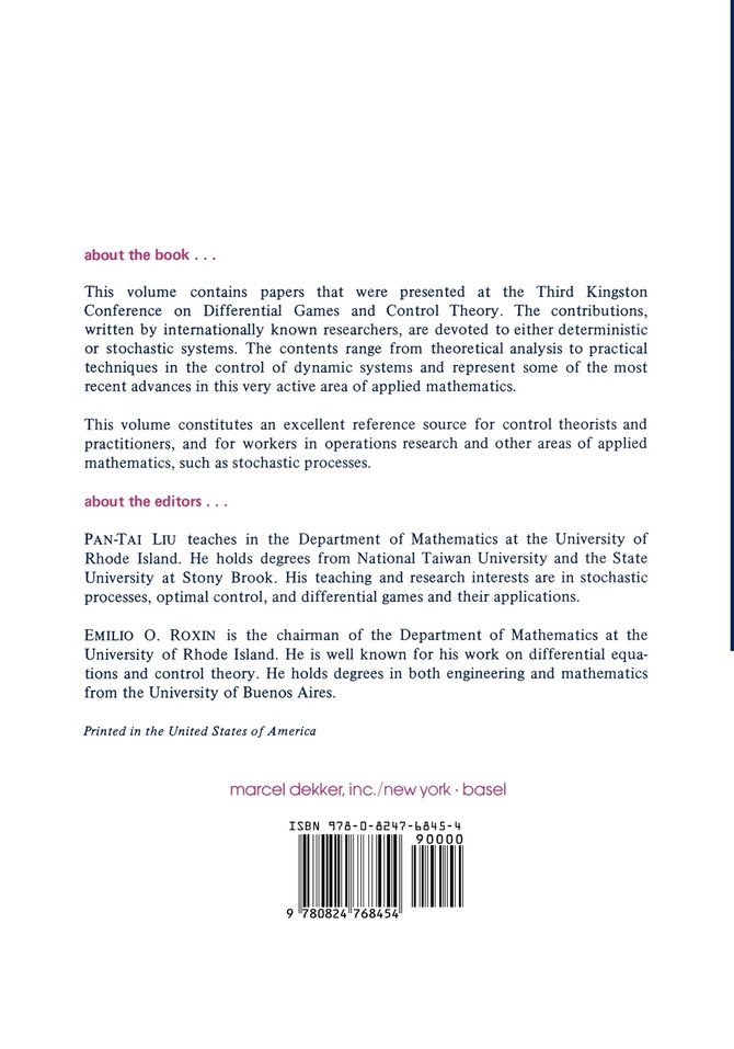 Differential Games and Control Theory III