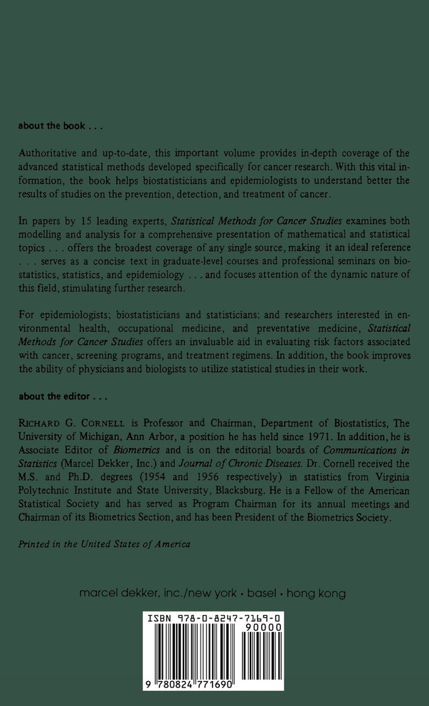 Statistical Methods for Cancer Studies