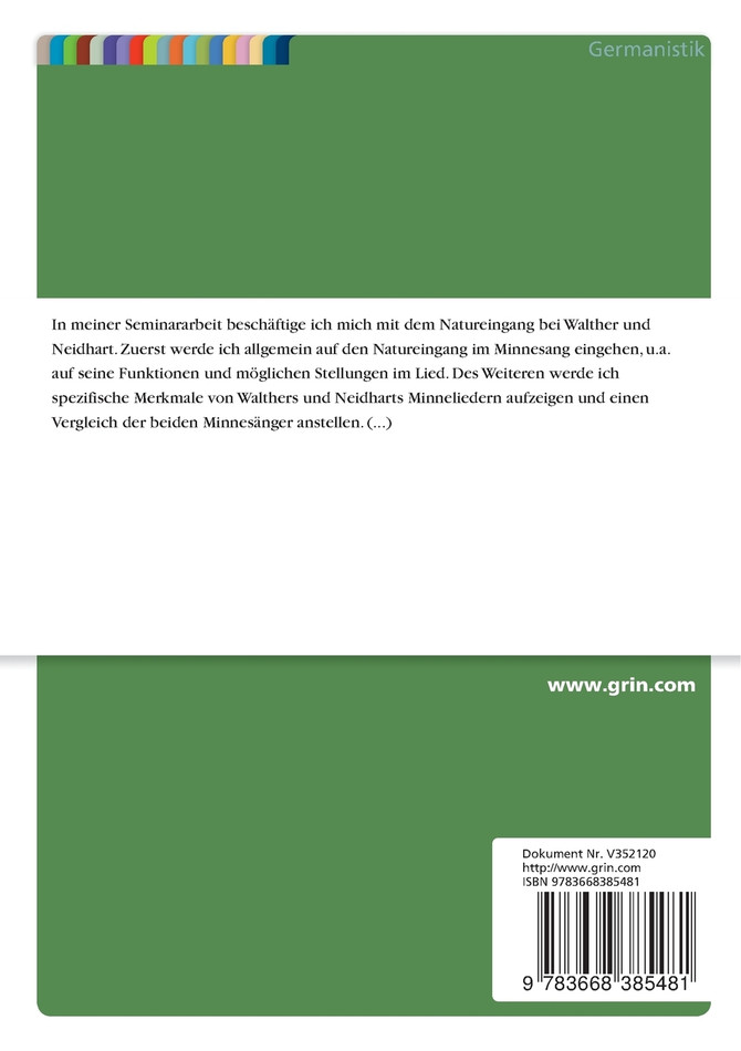 Der Natureingang im Minnesang. Walther von der Vogelweide und Neidhart von Reuental im Vergleich