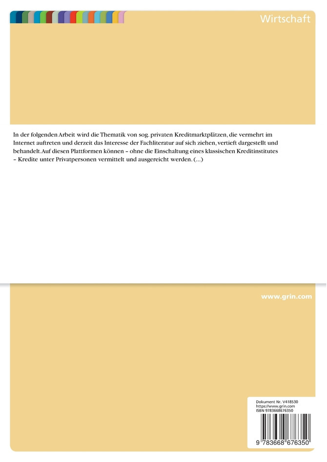 Peer-to-Peer Lending. Eine empirische Analyse von Kreditplattformen