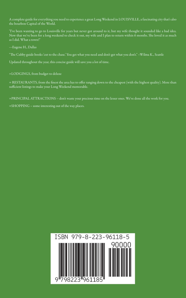 LOUISVILLE  The Cubby 2024  Long Weekend Guide