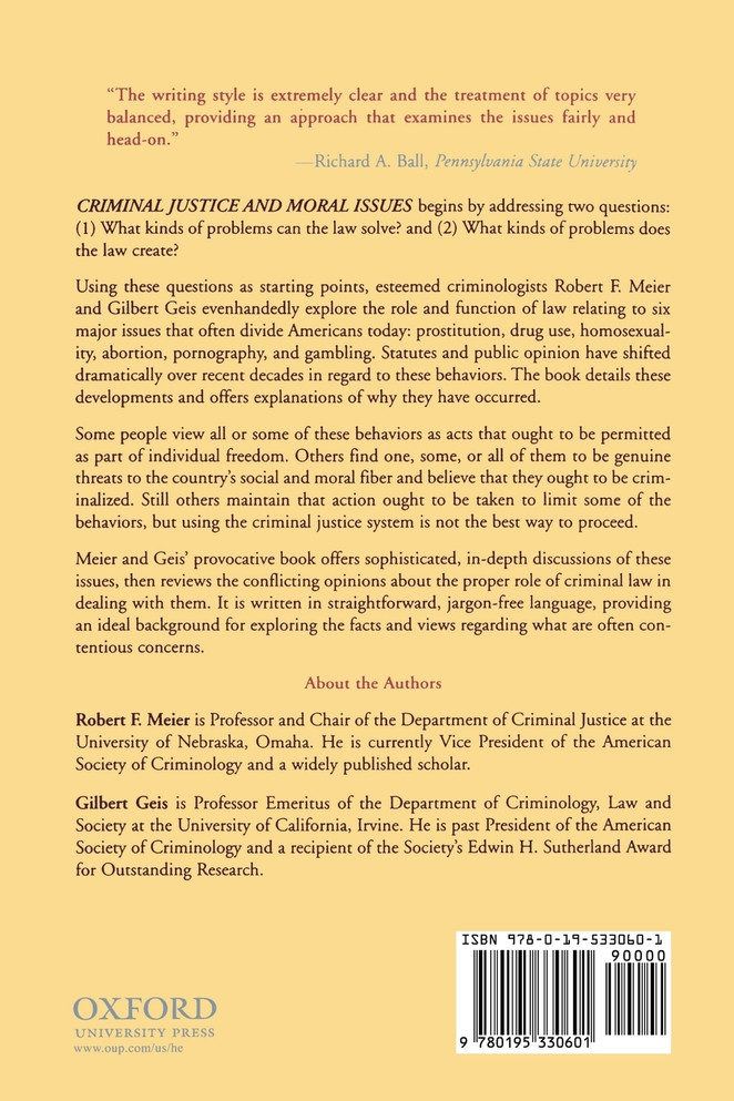 Criminal Justice and Moral Issues