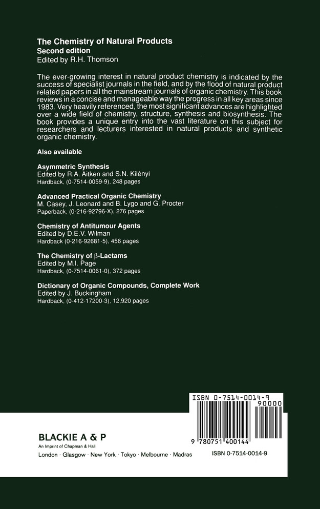 The Chemistry of Natural Products