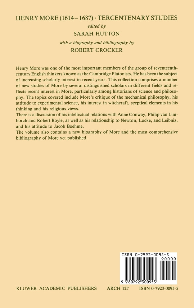 Henry More (1614-1687) Tercentenary Studies