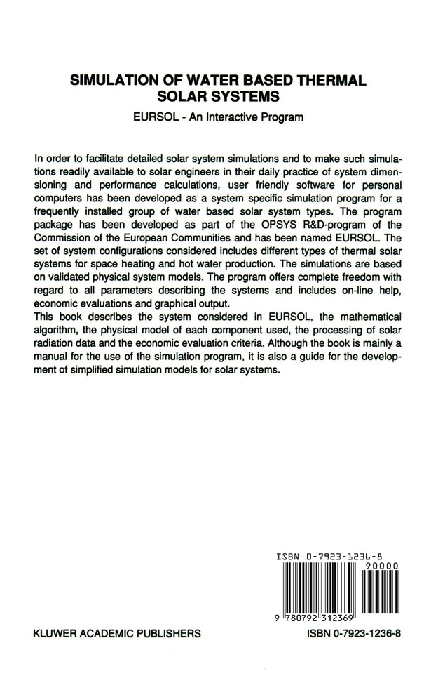Simulation of Water Based Thermal Solar Systems
