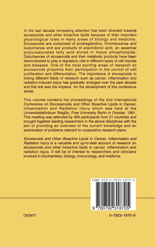 Eicosanoids and Other Bioactive Lipids in Cancer, Inflammation and Radiation Injury
